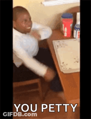 Man Sitting At Desk Saying You Petty GIF