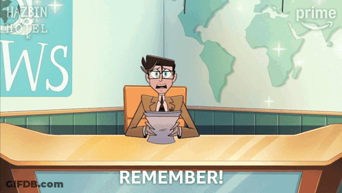 Man Sitting At Desk With Hazbin Hotel Sign GIF