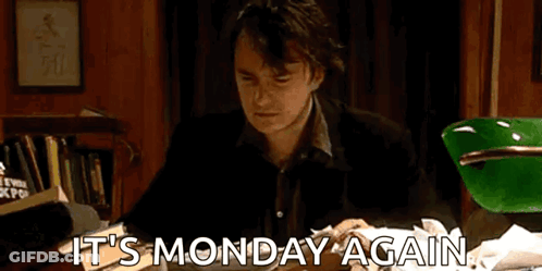 Man Sitting At Desk With It's Monday Again GIF