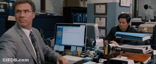 Man Sitting At Desk With NYPD Computer GIF