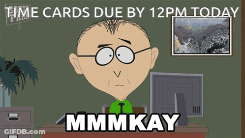 Man Sitting At Desk With Time Cards Due GIF