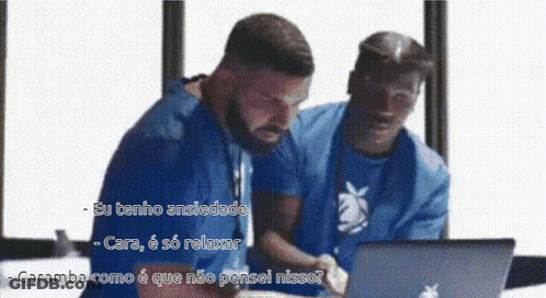 Man Sitting At Laptop Saying Eu Tenho Ansiedade GIF