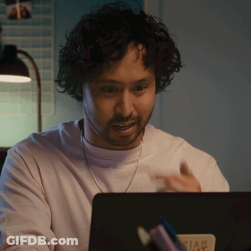 Man Sitting At Laptop With Dia Sticker GIF