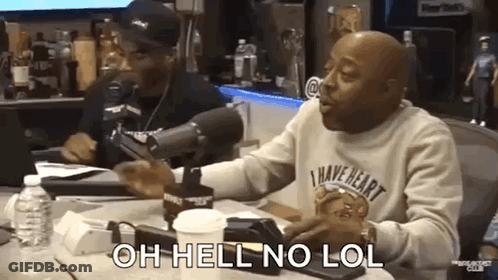 Man Sitting At Microphone Saying Oh Hell No LOL GIF
