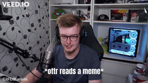 Man Sitting At Microphone Saying Ottr Reads A Meme GIF