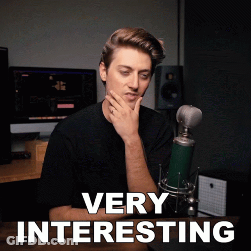 Man Sitting At Microphone Saying Very Interesting GIF