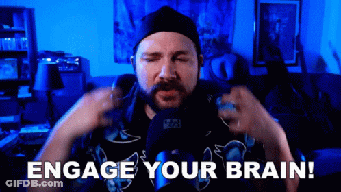Man Sitting At Microphone Says Engage Your Brain GIF