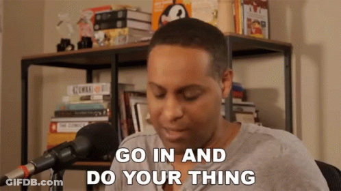 Man Sitting At Microphone Says Go In And Do Your Thing GIF