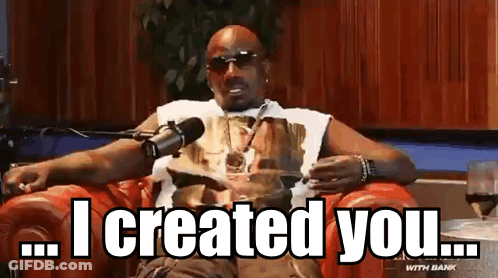 Man Sitting At Microphone Says I Created You GIF
