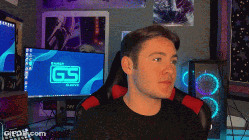 Man Sitting At Monitor Saying Gamer Sleeve GIF