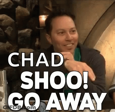 Man Sitting At Table Chad Shoo Go Away GIF