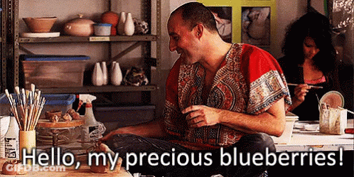 Man Sitting At Table Hello My Precious Blueberries GIF