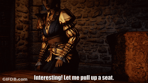 Man Sitting At Table Interesting Let Me Pull Up A Seat GIF