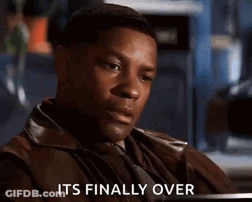 Man Sitting At Table Its Finally Over GIF