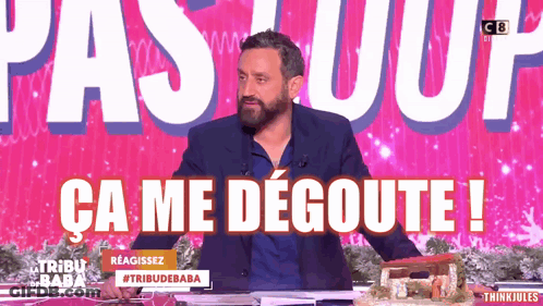 Man Sitting At Table Saying Ca Me Degoute GIF