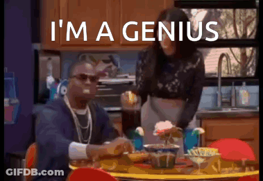 Man Sitting At Table Saying I'm A Genius GIF