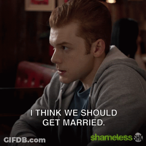 Man Sitting At Table Saying I Think We Should Get Married GIF