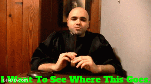 Man Sitting At Table Saying I Want To See Where This Goes GIF