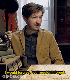 Man Sitting At Table Saying I Would Forgive But I Wouldn't Forget GIF
