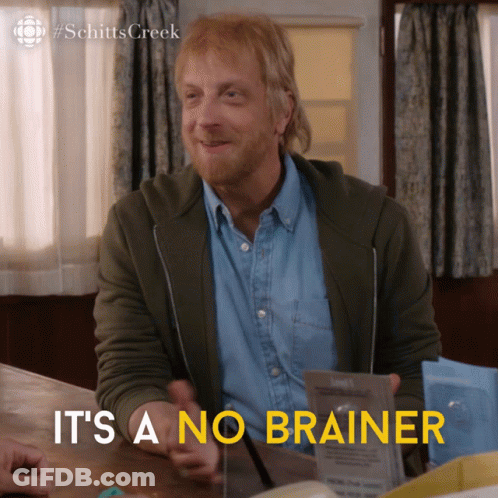 Man Sitting At Table Saying It's A No Brainer GIF