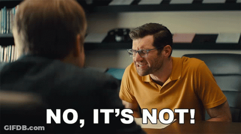 Man Sitting At Table Saying No It's Not GIF