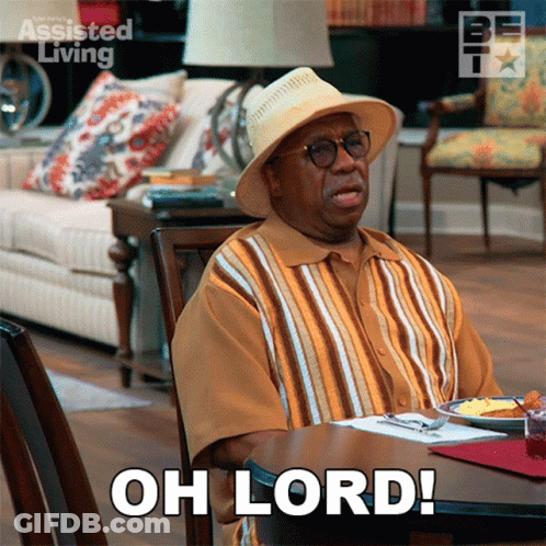 Man Sitting At Table Saying Oh Lord GIF