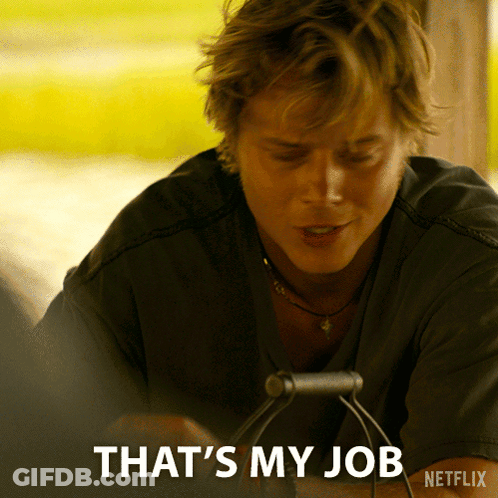 Man Sitting At Table Saying Thats My Job GIF