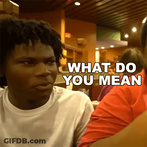 Man Sitting At Table Saying What Do You Mean GIF