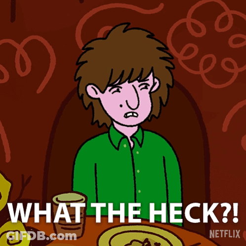 Man Sitting At Table Saying What The Heck GIF