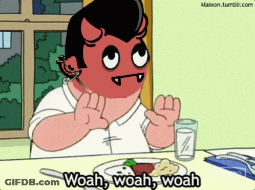 Man Sitting At Table Saying Woah Woah Woah GIF