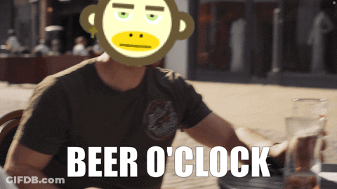 Man Sitting At Table With Beer O'Clock GIF