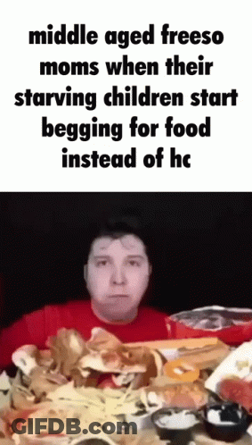 Man Sitting At Table With Food And Middle Aged Freeso Moms Meme GIF