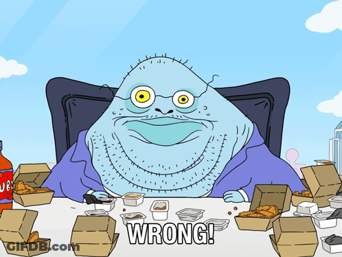 Man Sitting At Table With Food Boxes And Soda Saying Wrong GIF