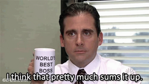 Man Sitting At Table With Just A Straight Shooter With Upper Management Written All Over Him GIF