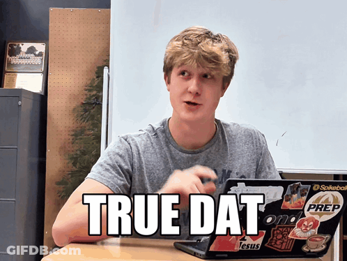 Man Sitting At Table With Laptop True Dat GIF