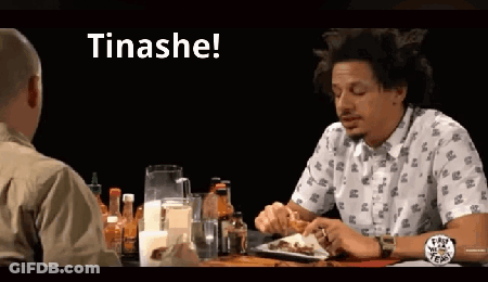 Man Sitting At Table With Plate Of Food Saying Tinashe GIF