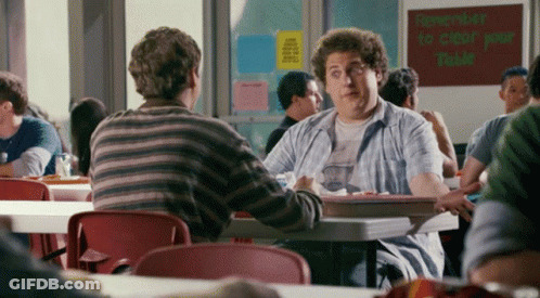 Man Sitting At Table With Remember To Clean Sign GIF