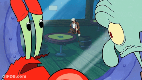 Man Sitting At Table With Squid Background GIF