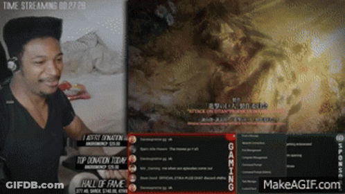Man Sitting At Time Streaming Screen GIF