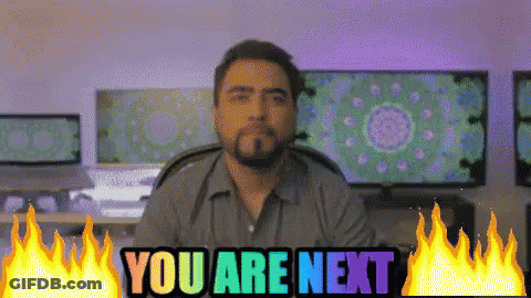 Man Sitting Before Screen Saying You Are Next GIF