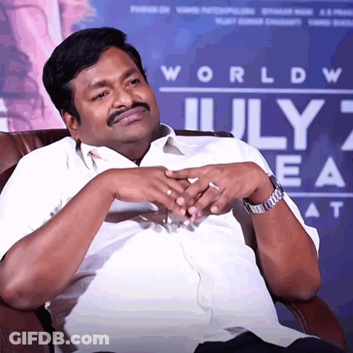 Man Sitting Before World July 7Th Sign GIF