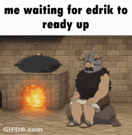 Man Sitting By Fireplace Waiting For Edrik To Ready Up GIF