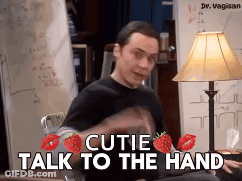 Man Sitting By Lamp Saying Cutie Talk To The Hand GIF