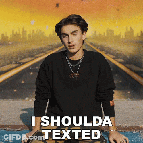 Man Sitting Ground Saying I Shoulda Texted GIF