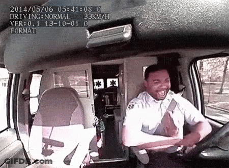 Man Sitting In Ambulance Driver Seat GIF