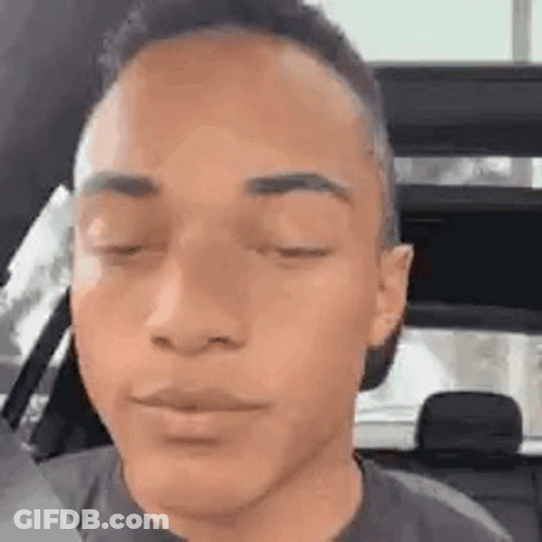 Man Sitting In Back Seat Mouth Open Eyes Closed GIF