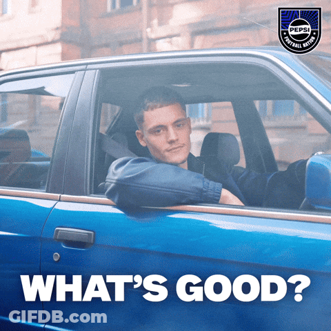 Man Sitting In Blue Car Saying What's Good GIF