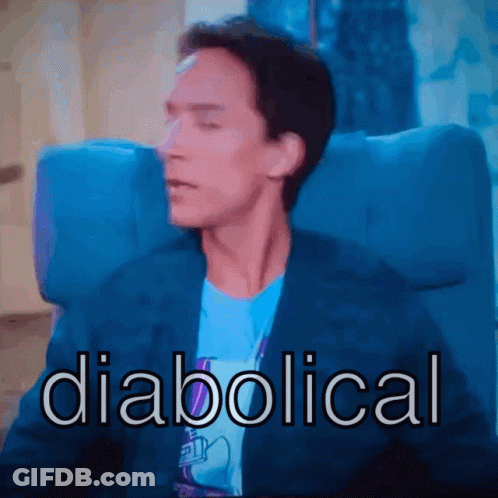 Man Sitting In Blue Chair Diabolical GIF