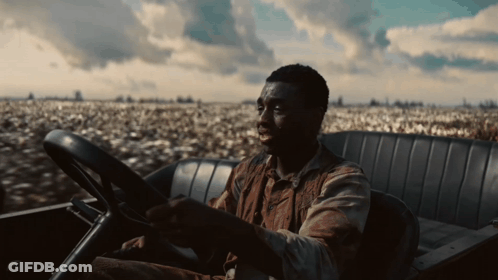 Man Sitting In Car Near Cotton Field GIF