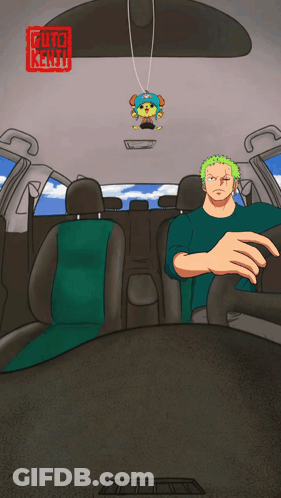 Man Sitting In Car With Air Freshener GIF